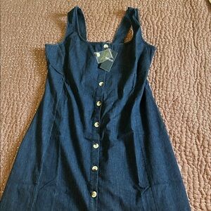 Denim Midi Dress with Button Front